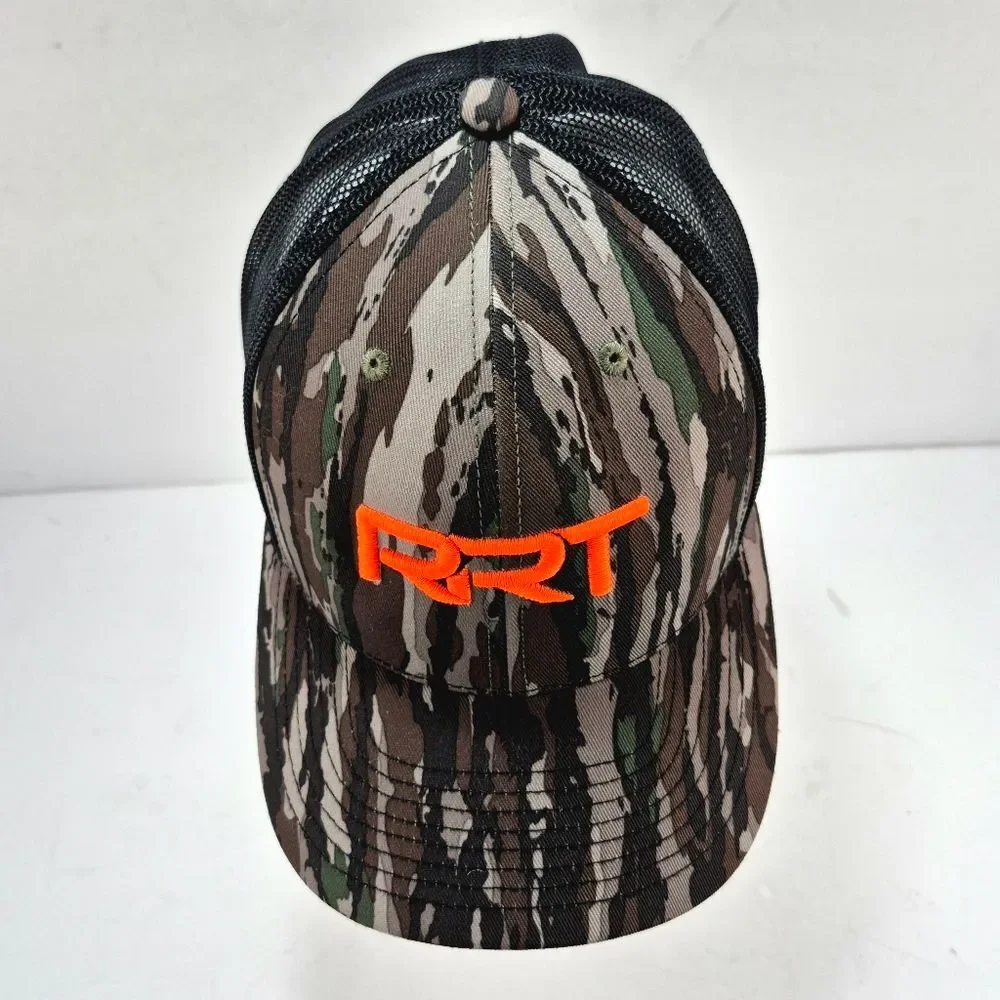 NWOT Richardson 112 Trucker Realtree Original Camo Black Mesh Orange Logo Hat